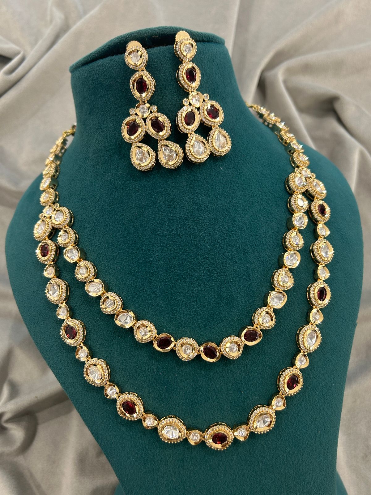 Royal Kundan Long Necklace with Red Stones